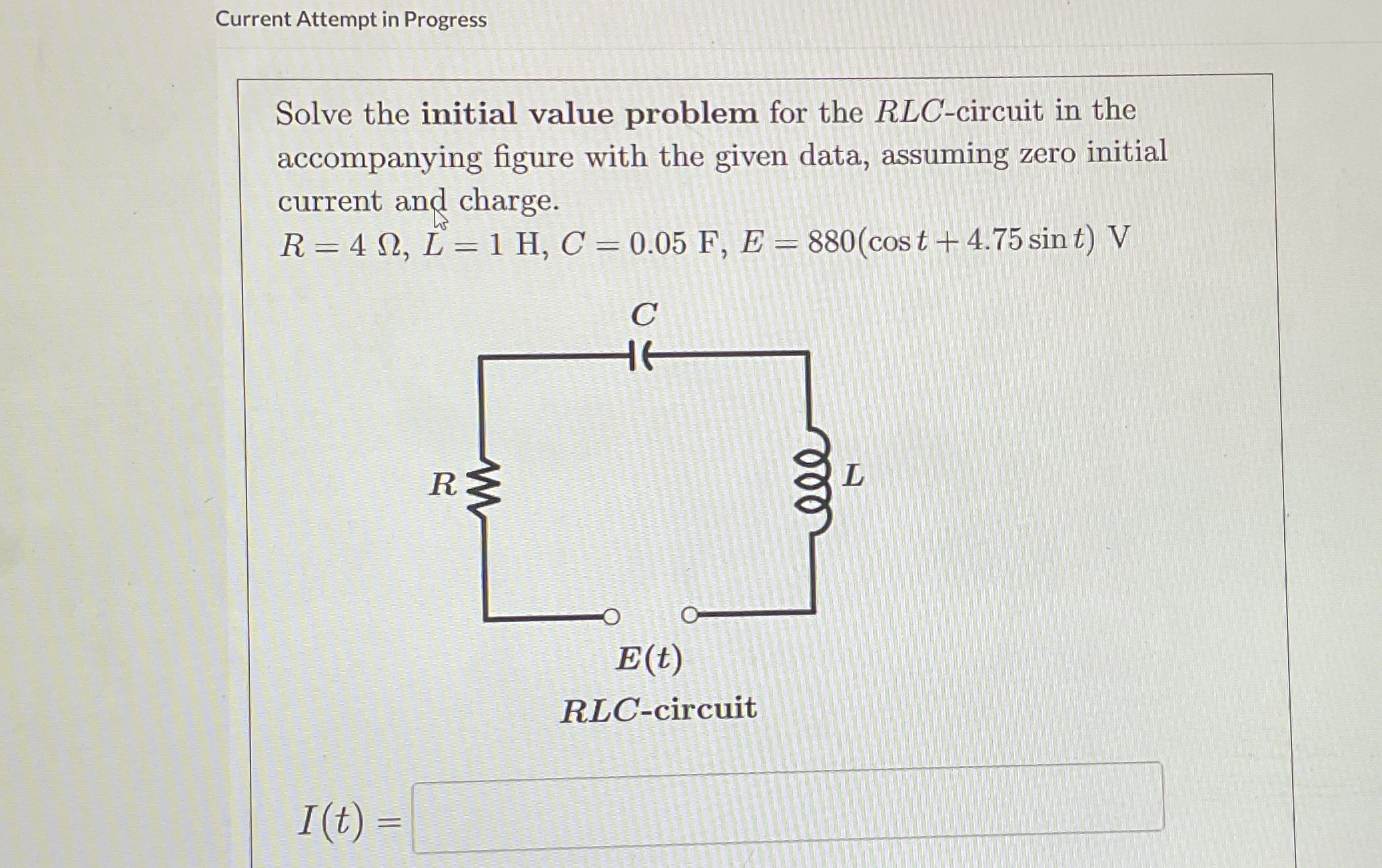 Current Attempt in Progress Solve the initial