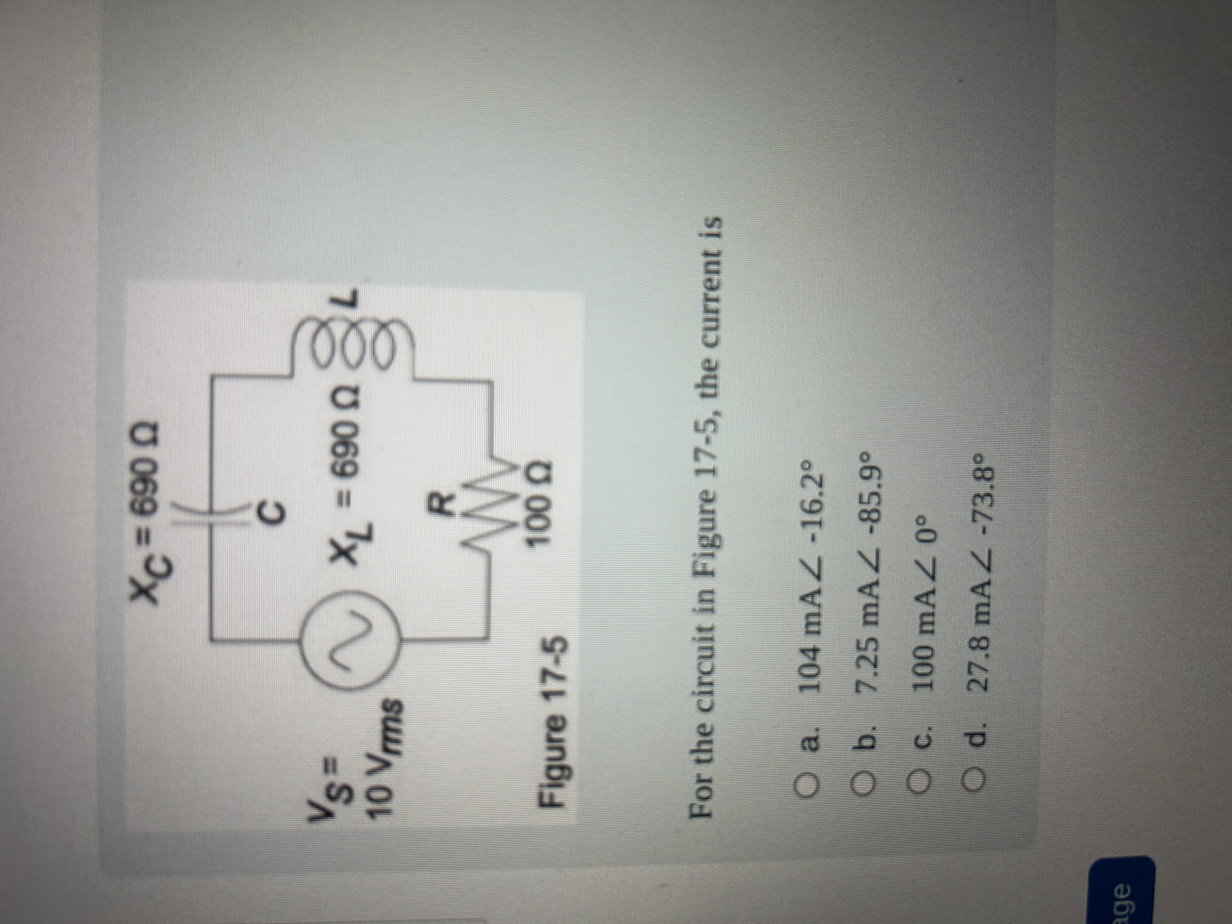 For the circuit in Figure 1 7 - 5 , the current
