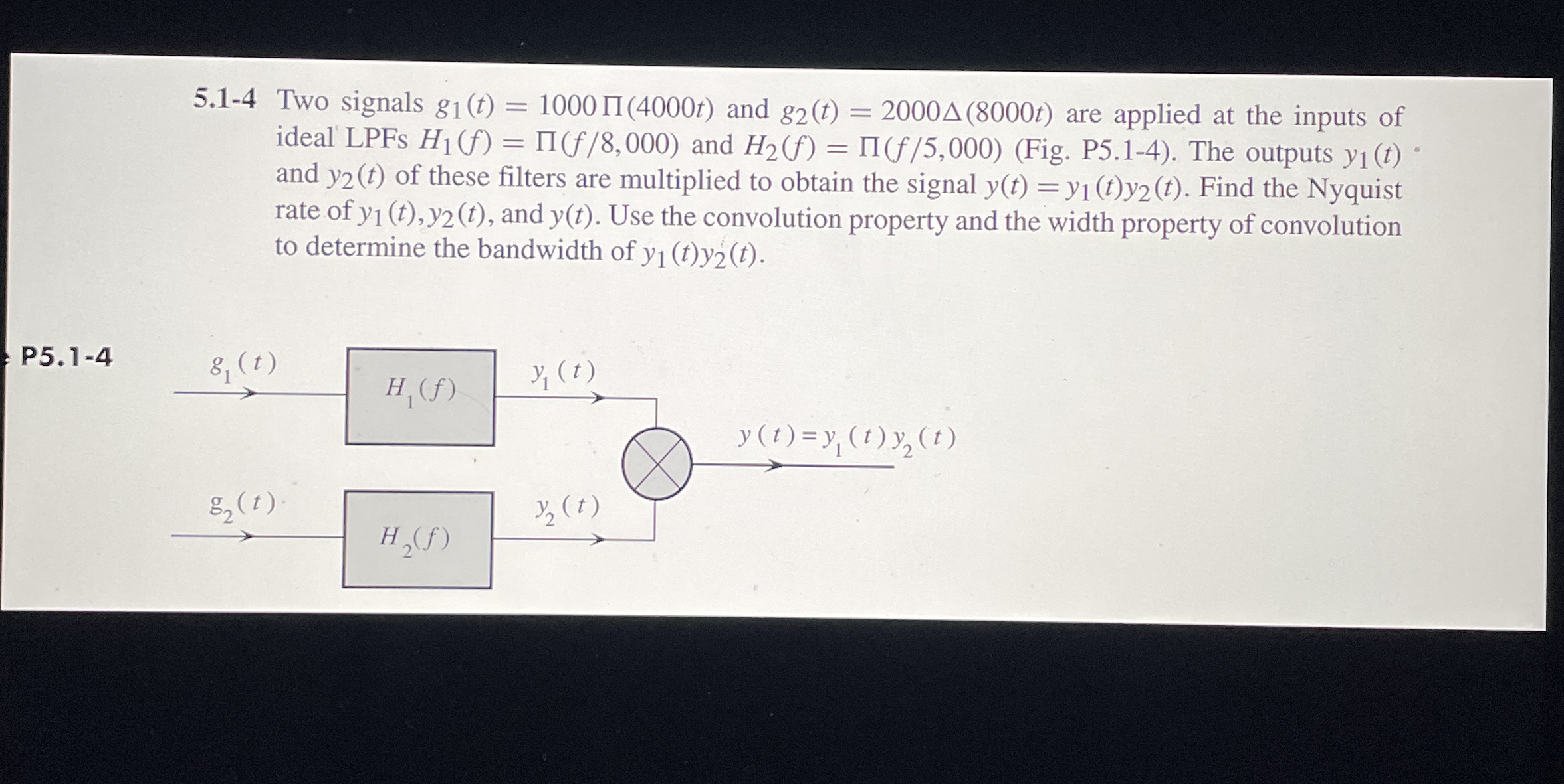 5 . 1 - 4 Two signals g 1 ( t ) = 1 0 0 0 ( 4 0 0