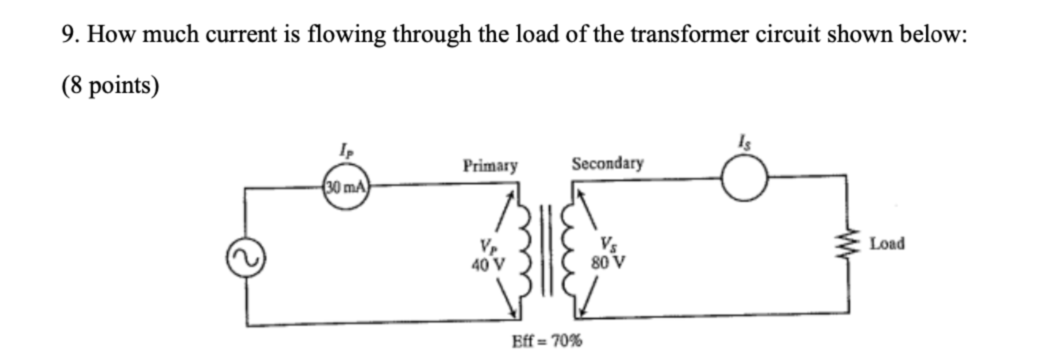 How much current is flowing through the load of