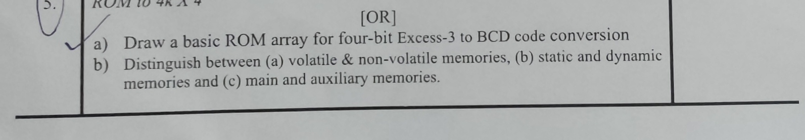 a ) Draw a basic ROM array for four - bit Excess