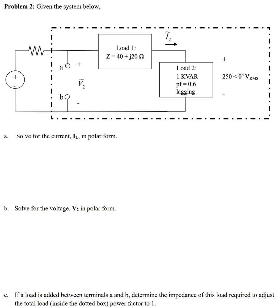 Given the system below. Solve for iL and V 2 .