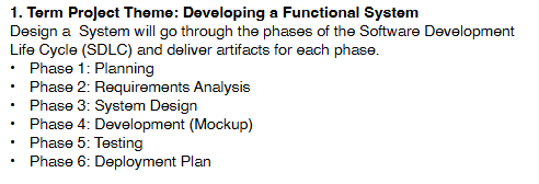 1 . Term Project Theme: Developing a Functional