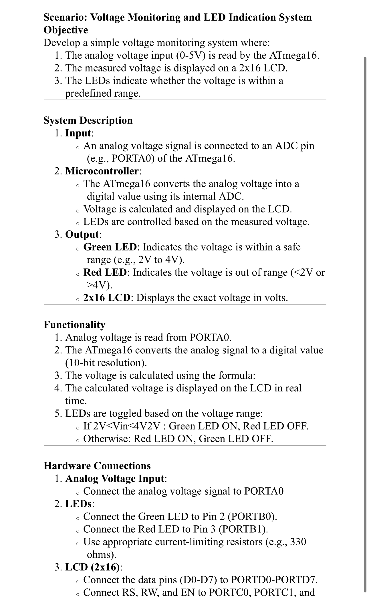 Scenario: Voltage Monitoring and LED Indication