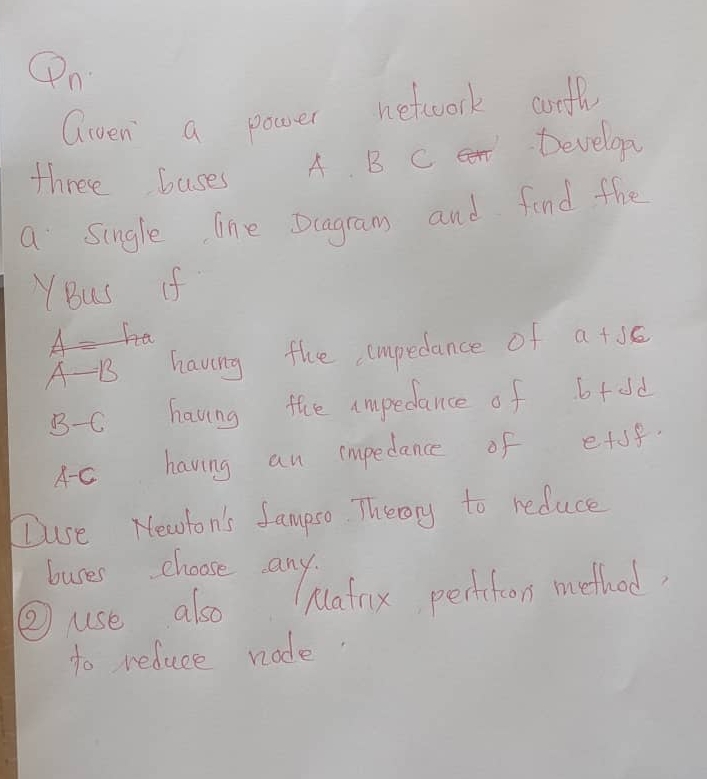 Q n Grveni a power network wirth three buses A .