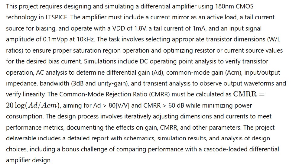 Differential Amplifier Design This project
