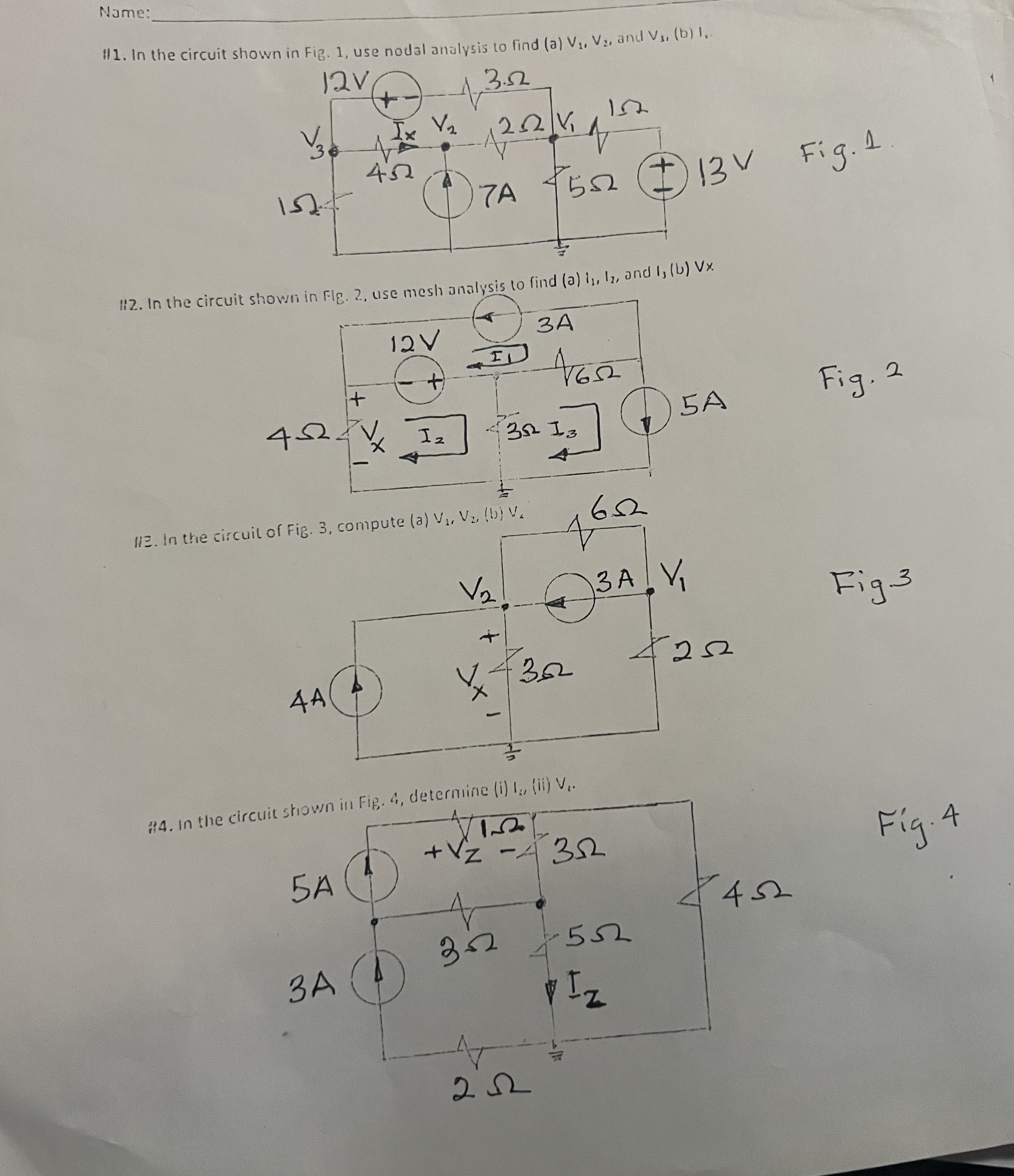 Name: 1 1 1 . In the circuit shown in Fig. 1 ,