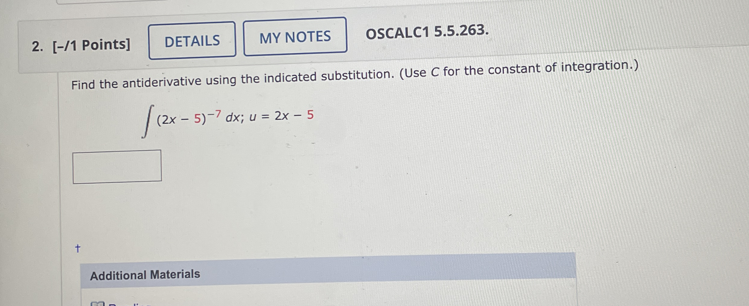 [ - / 1 Points ] OSCALC 1 5 . 5 . 2 6 3 . Find
