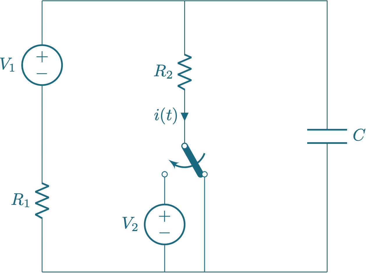 Determine the current i ( t ) = A + Be t / , t 0