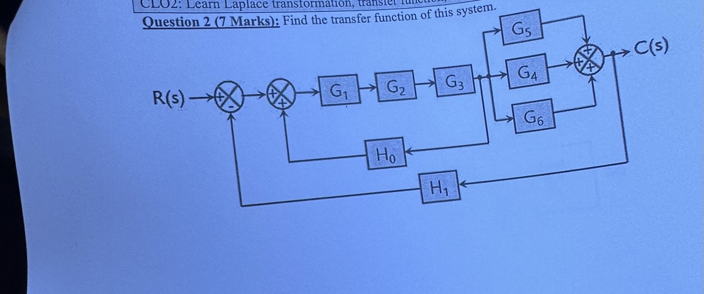 Question 2 ( 7 Marks ) : Find the transfer