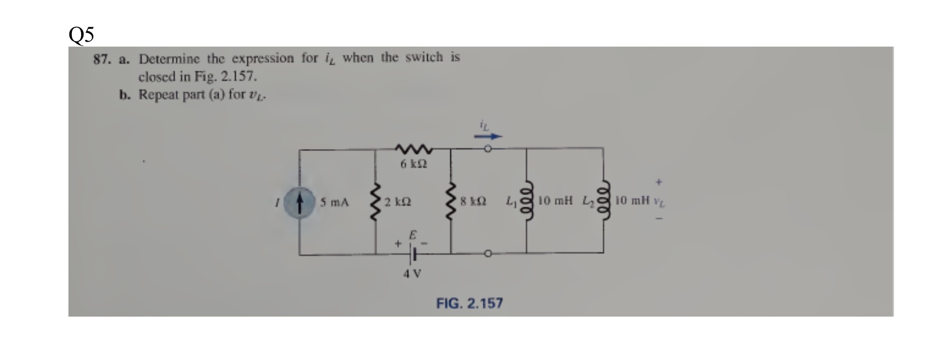 Q 5 8 7 . a . Determine the expression for i L