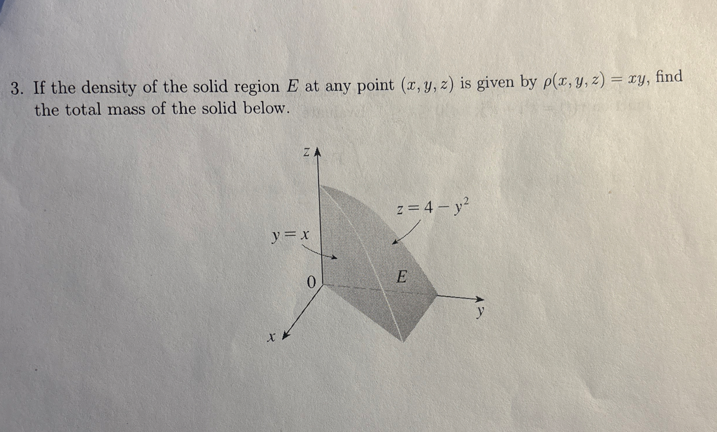 If the density of the solid region E at any point