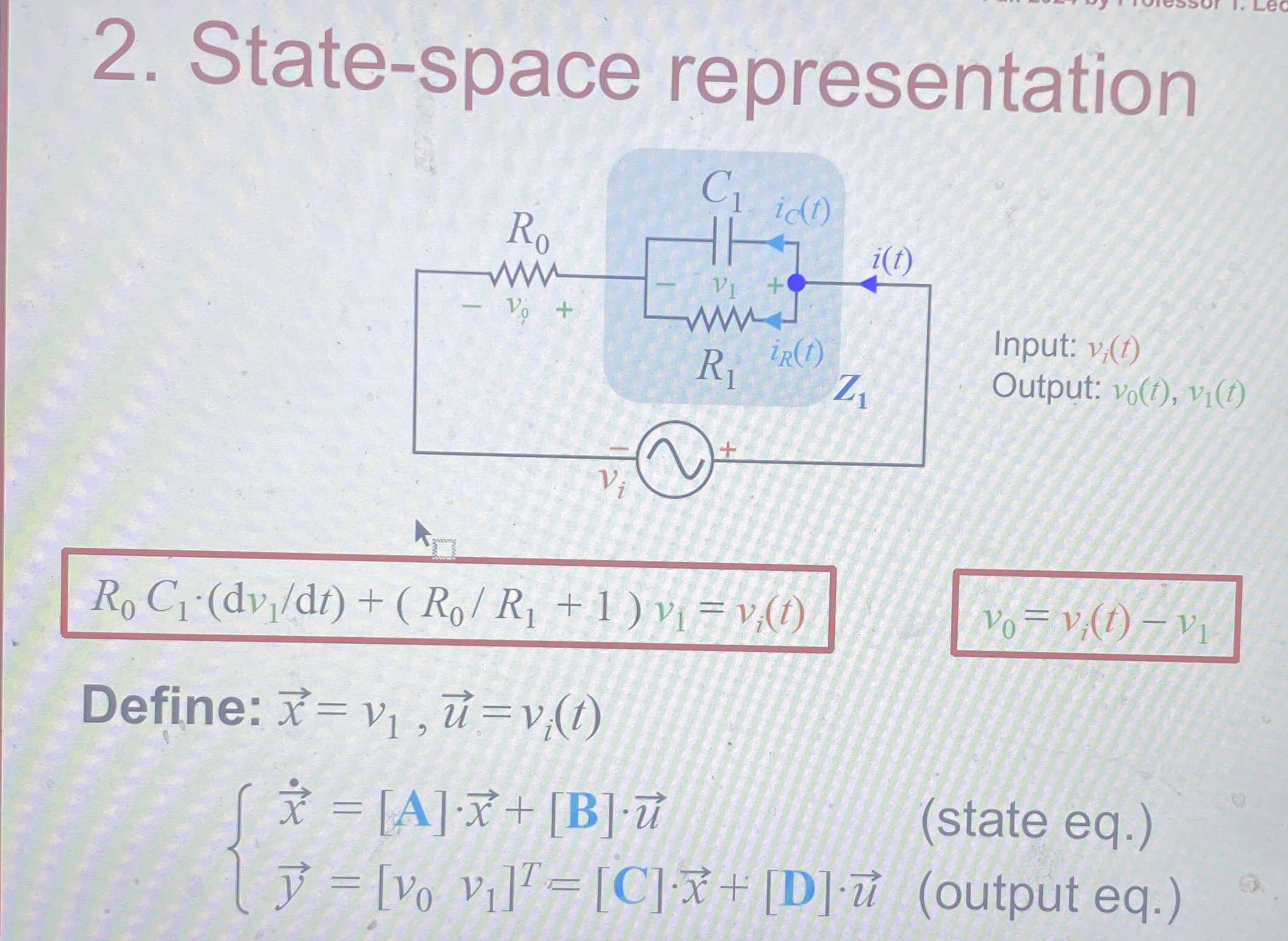 In this state space model of this RC circuit what