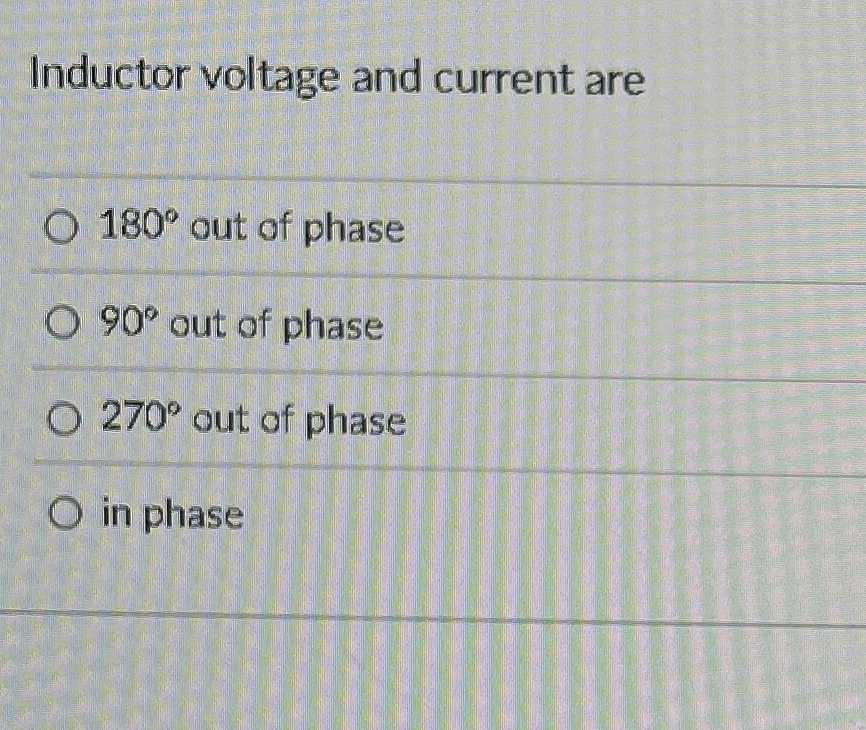 Inductor voltage and current are 1 8 0 out of