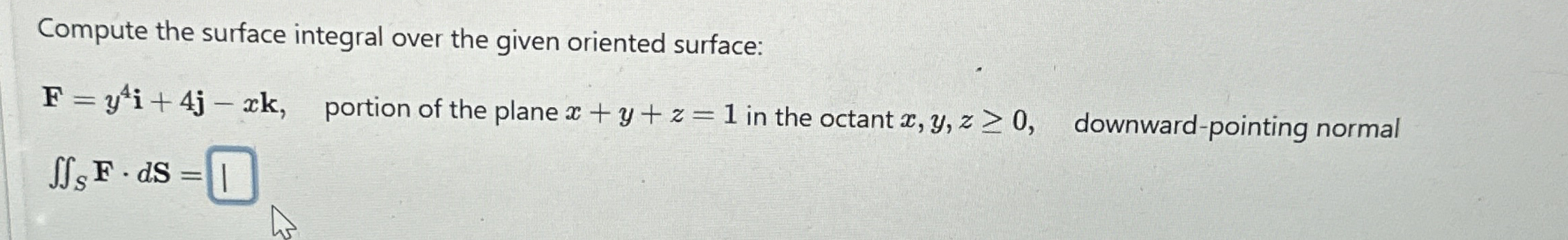 Compute the surface integral over the given