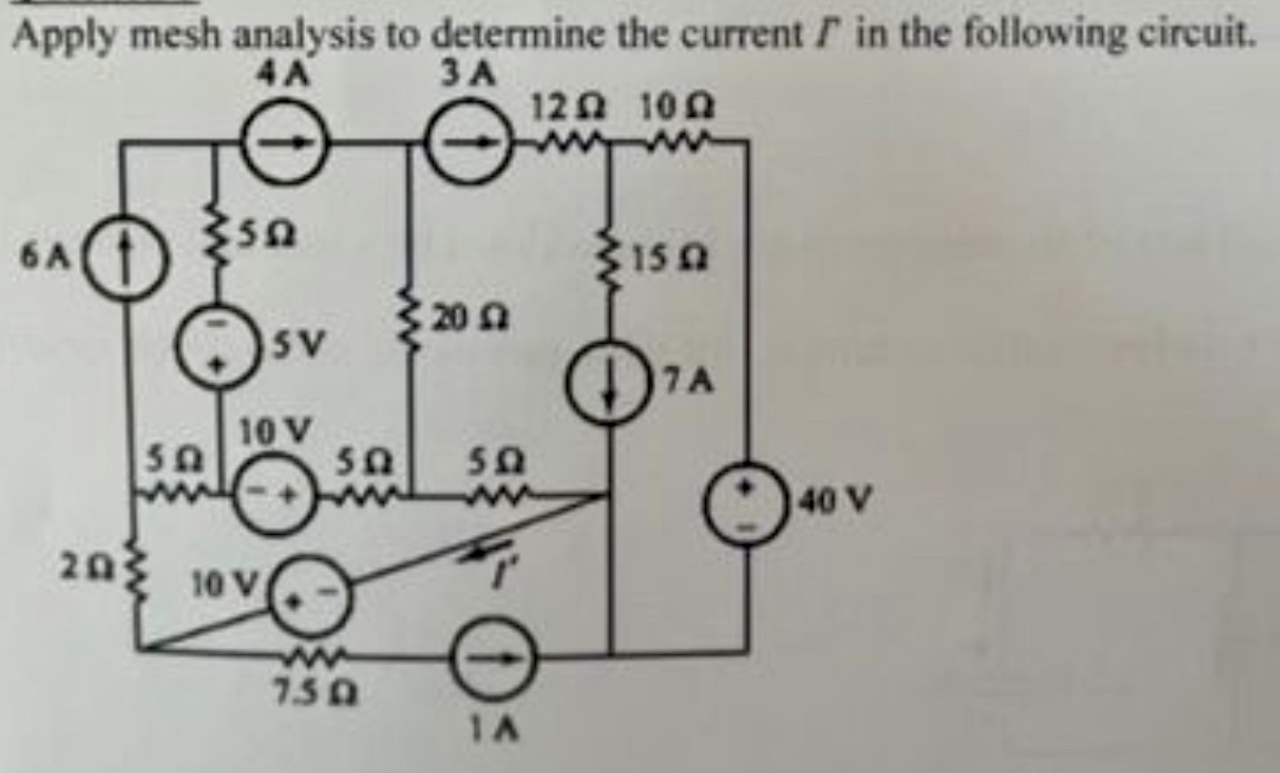 Apply mesh analysis to determine the current in