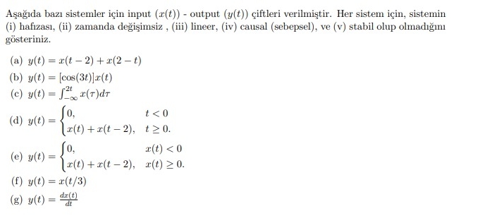 "For the systems below, input ( x ( t ) ) -