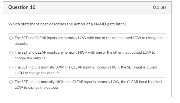 Question 1 6 Which statement best describes the