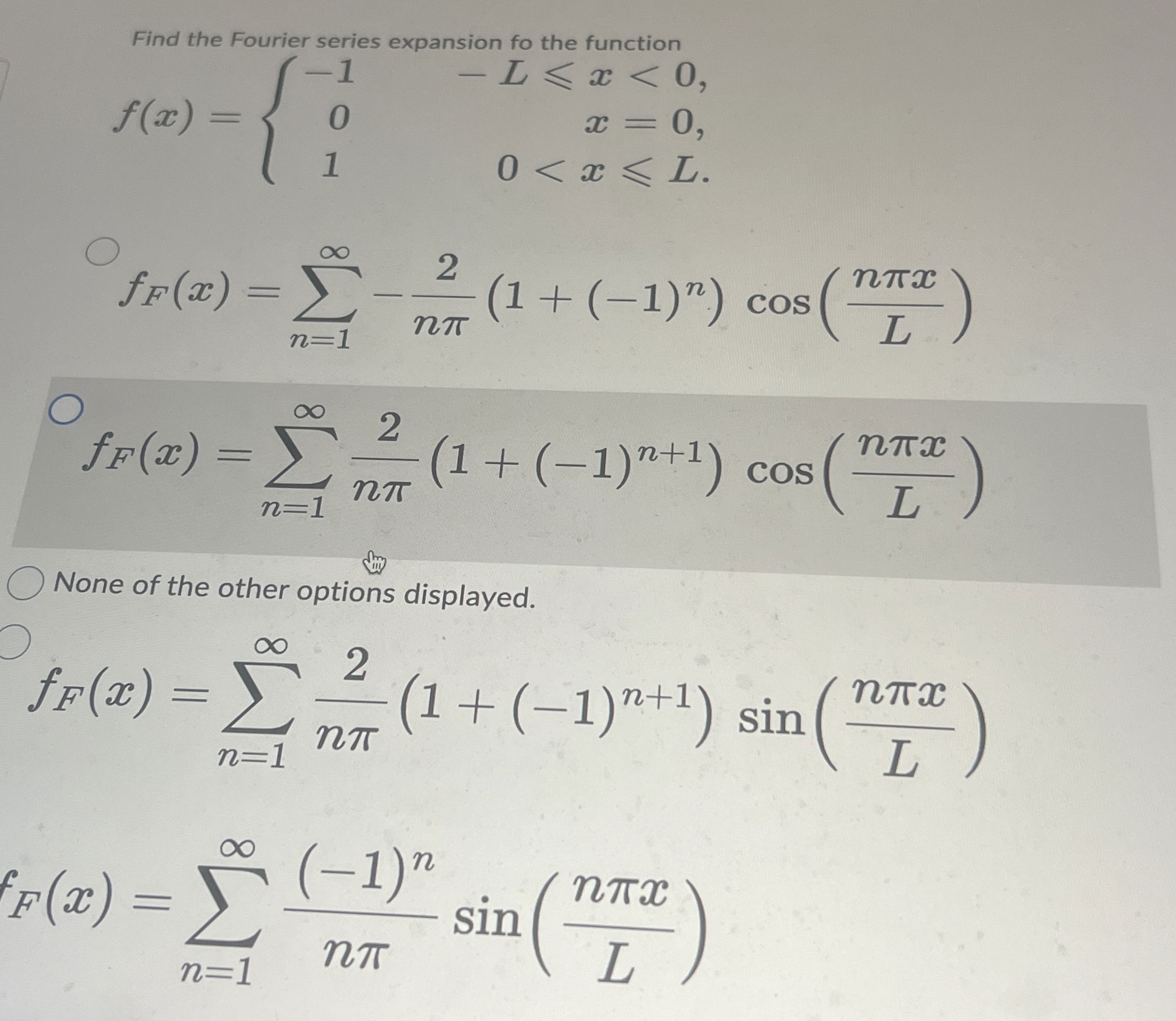 Find the Fourier series expansion fot the