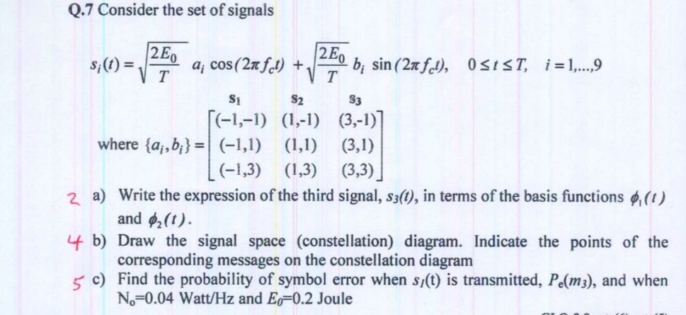 Q . 7 Consider the set of signals s i ( t ) = 2 E