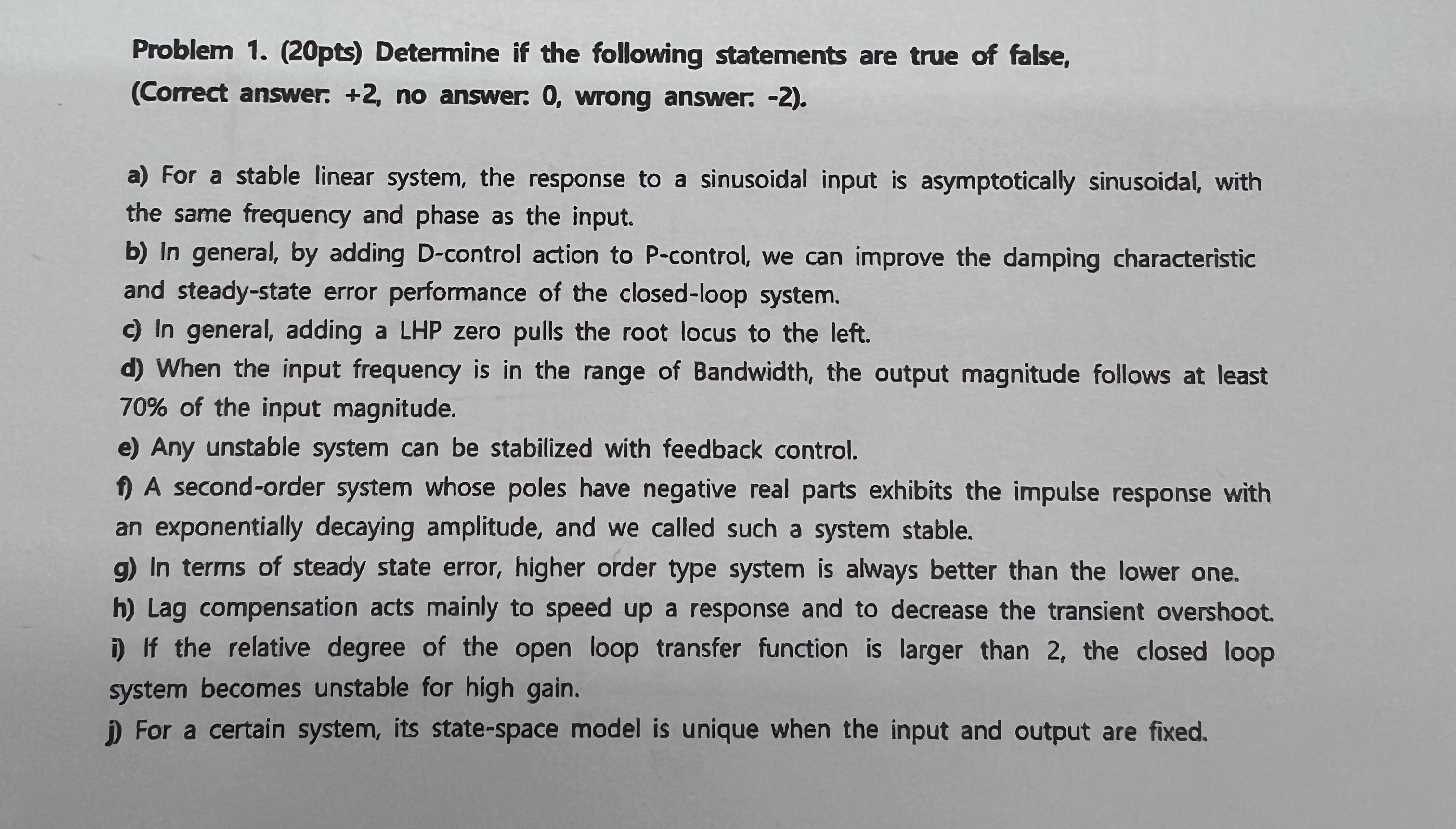 Problem 1 . ( 2 0 pts ) Determine if the