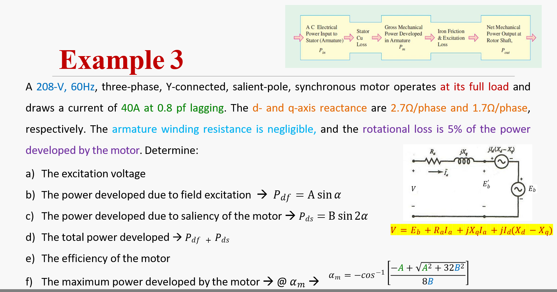Example 3 A 2 0 8 - V , 6 0 Hz , three - phase, Y