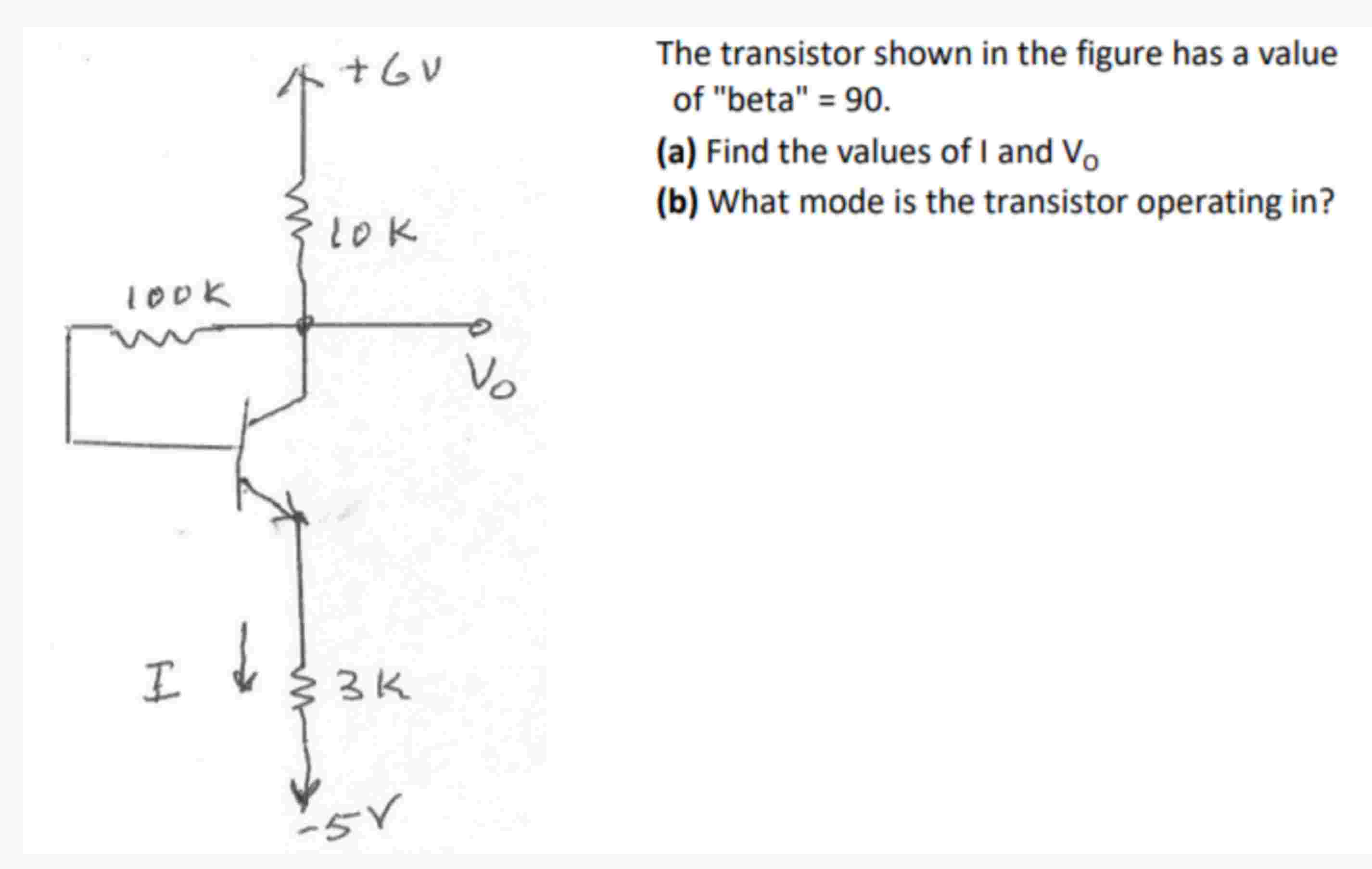 The transistor shown in the figure has a value of