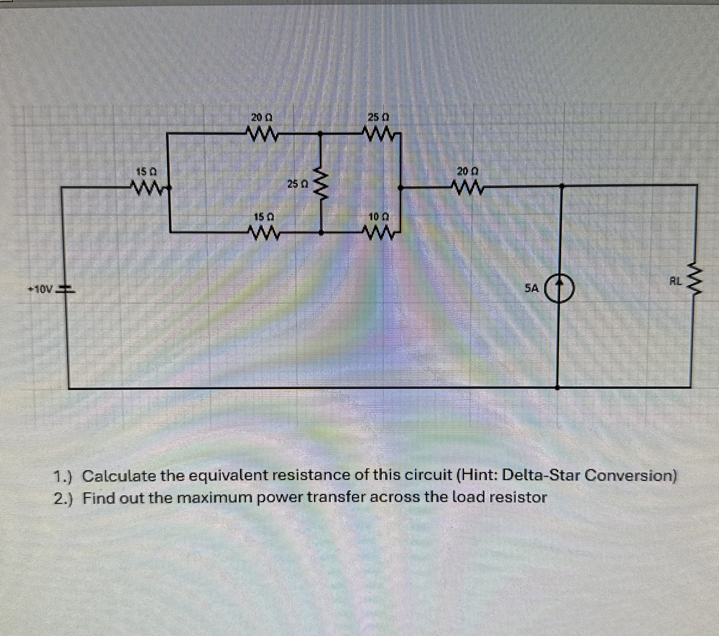 1 . ) Calculate the equivalent resistance of this