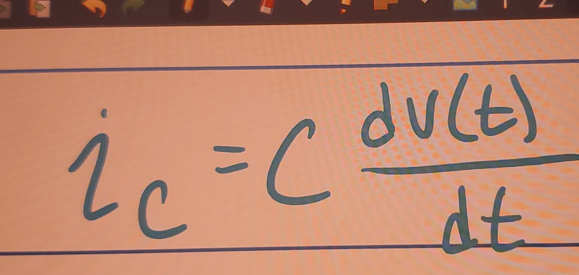 i C = C d v ( t ) d t v ( t ) = 4 0 e ^ - 1 0 0 0