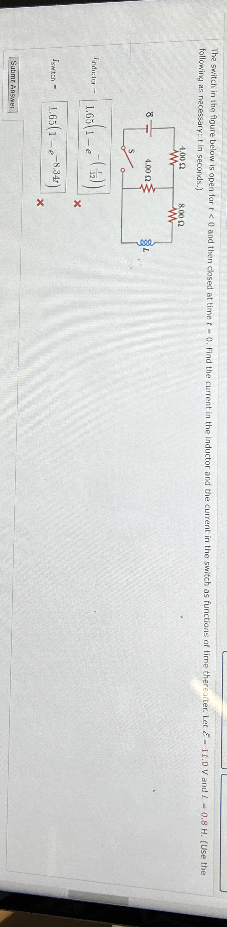 following as necessary: t in seconds. ) I i n d u