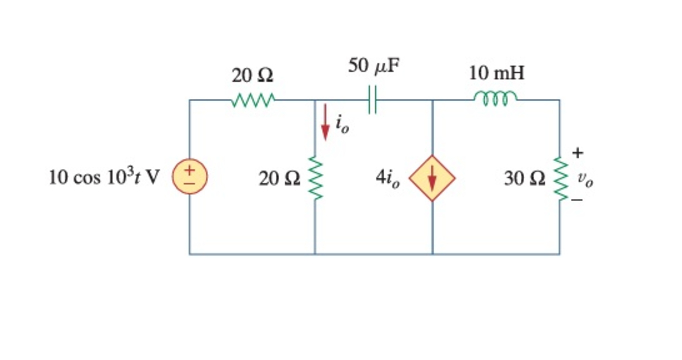 Find the voltage expression for v 0 ( t ) in the