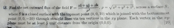 Find the net outward flux of the field F = + y j