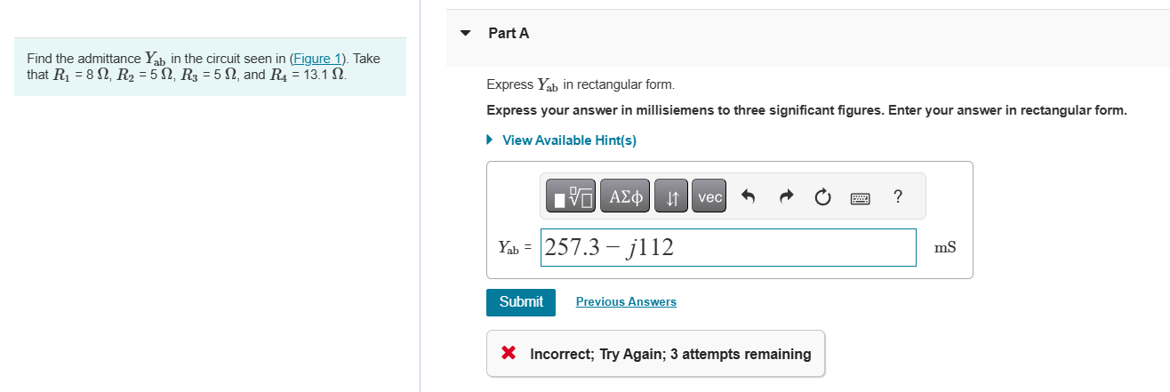 Find the admittance Y _ ( ab ) in the circuit