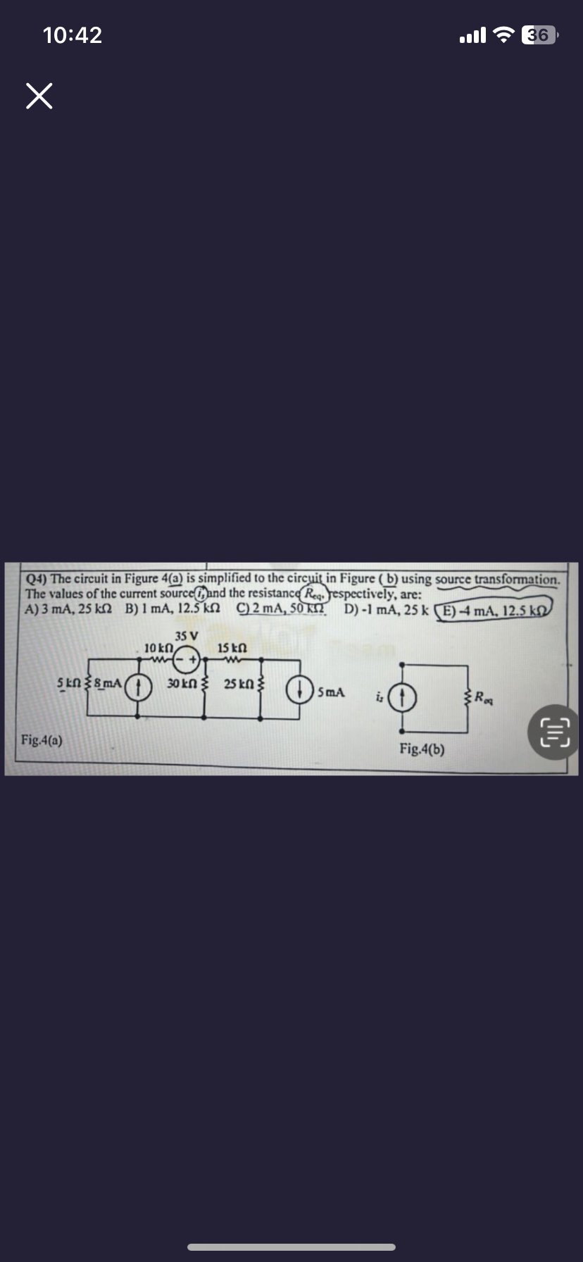 Detailed solving please Q 4 ) The circuit in