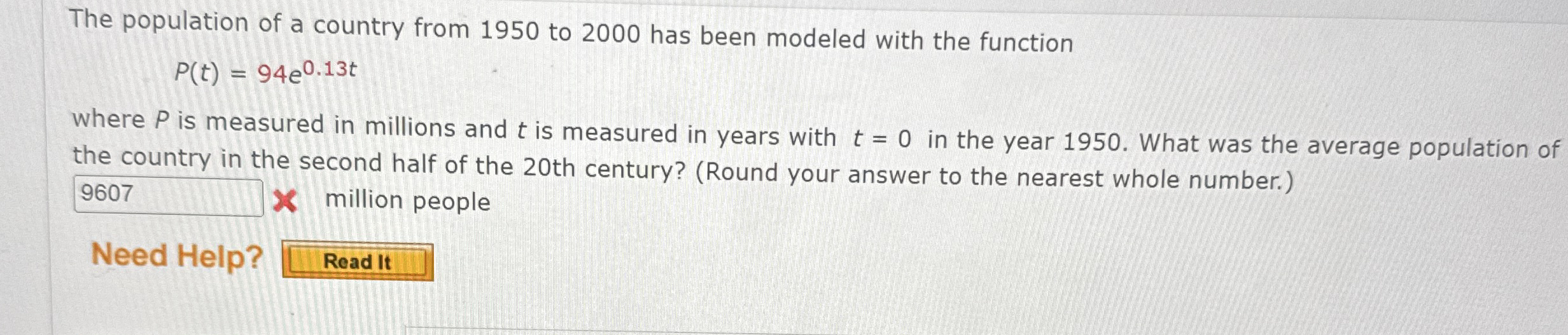 The population of a country from 1 9 5 0 to 2 0 0