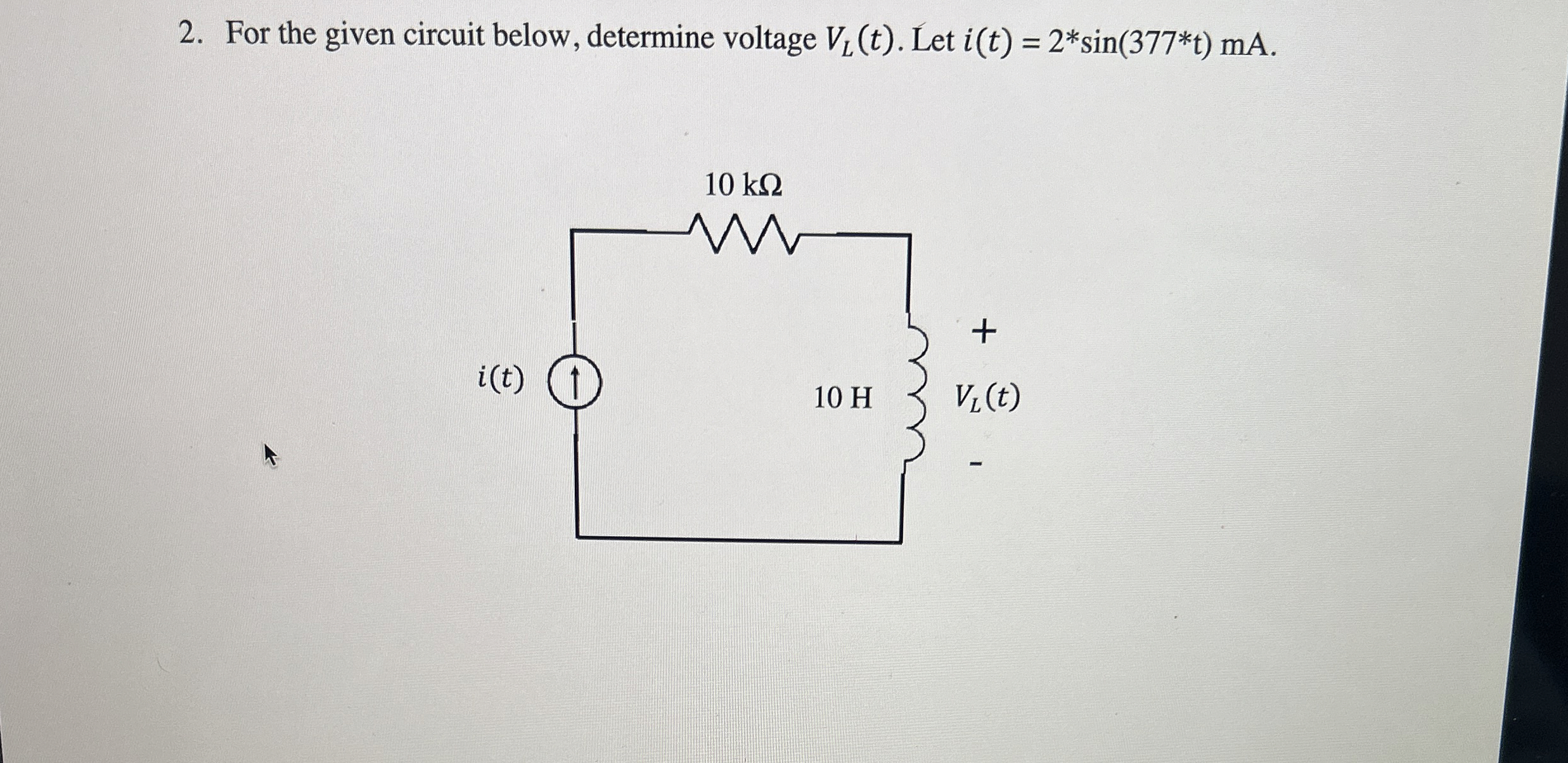 For the given circuit below, determine voltage V