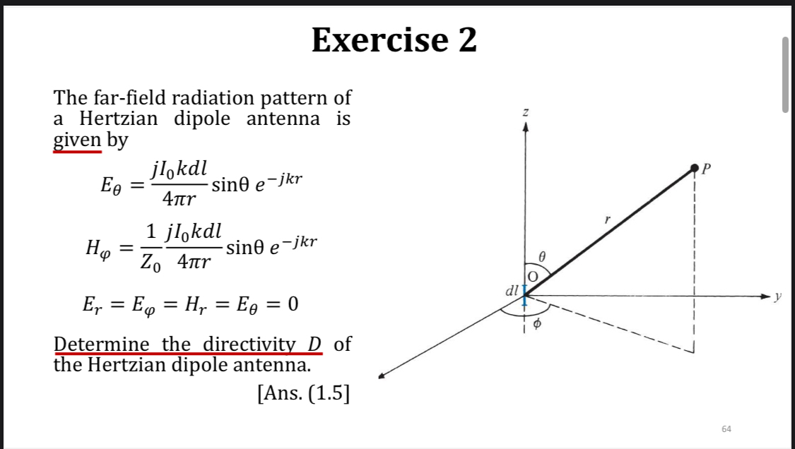 Exercise 2 The far - field radiation pattern of a