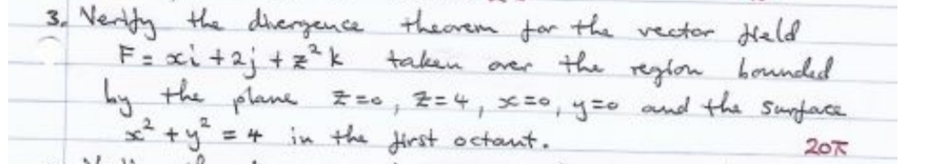 Verify the divergence theorem for the vector