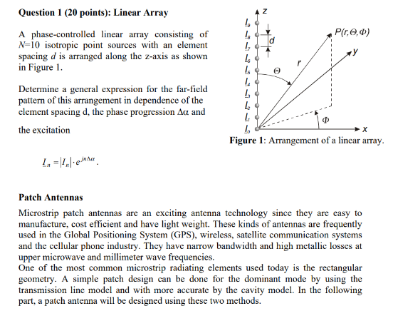 Question 1 ( 2 0 points ) : Linear Array A phase
