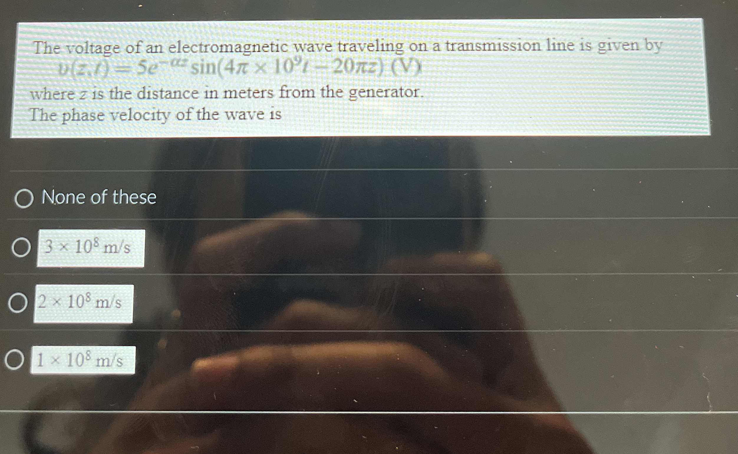 The voltage of an electromagnetic wave traveling
