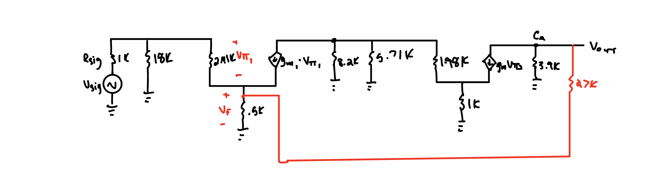 Find the overall voltage gain with feedback