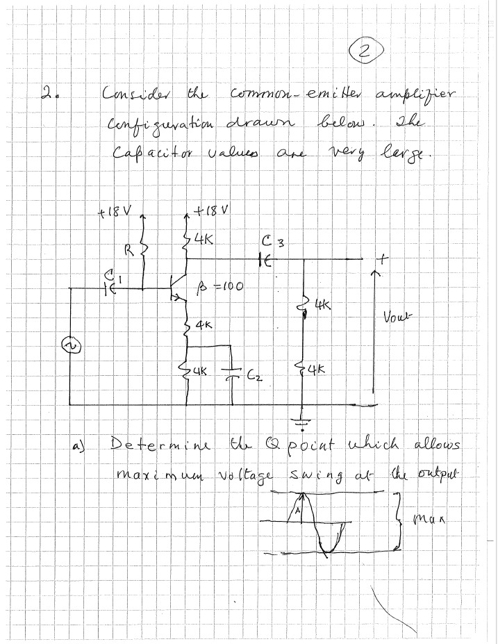 2 . Consider the Common - emitter amplifier