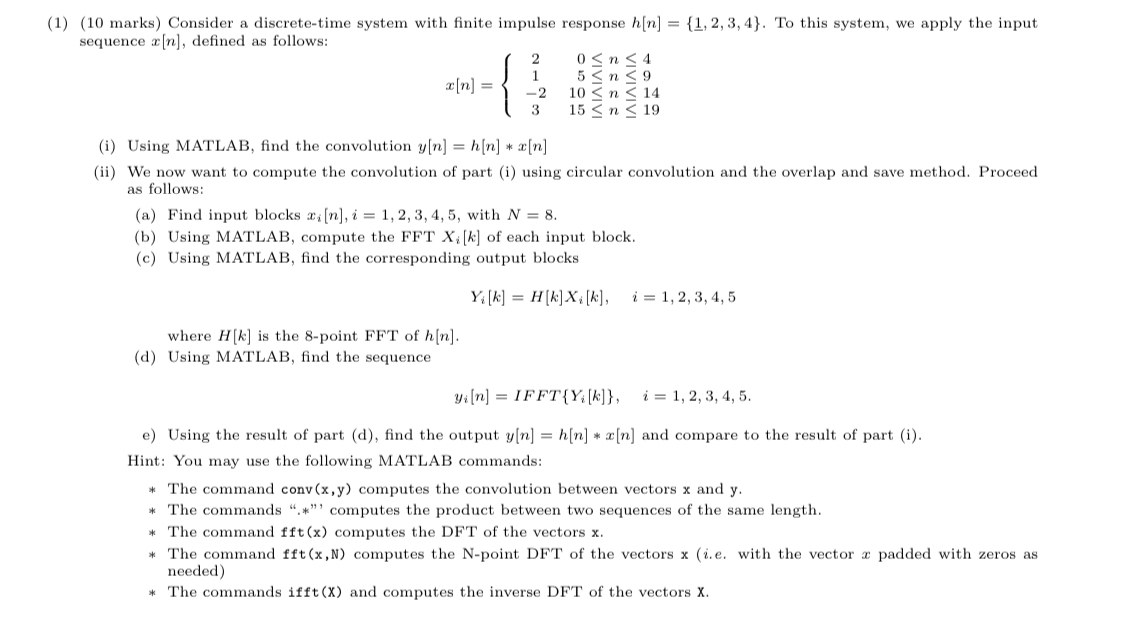 ( 1 ) ( 1 0 marks ) Consider a discrete - time