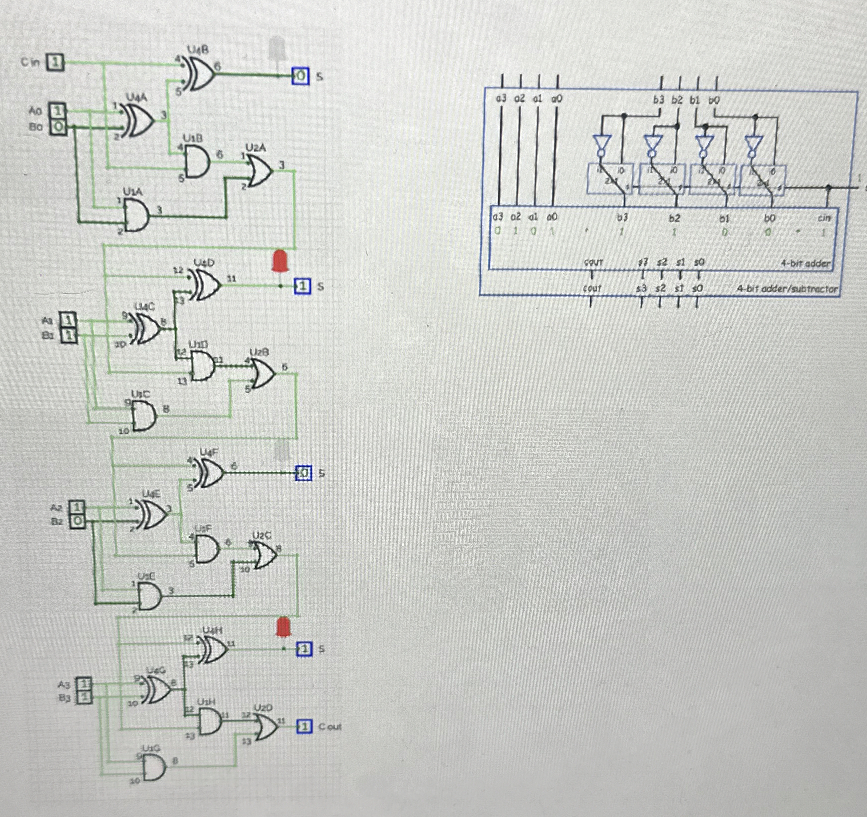 In the image, on the right is my 4 bit full