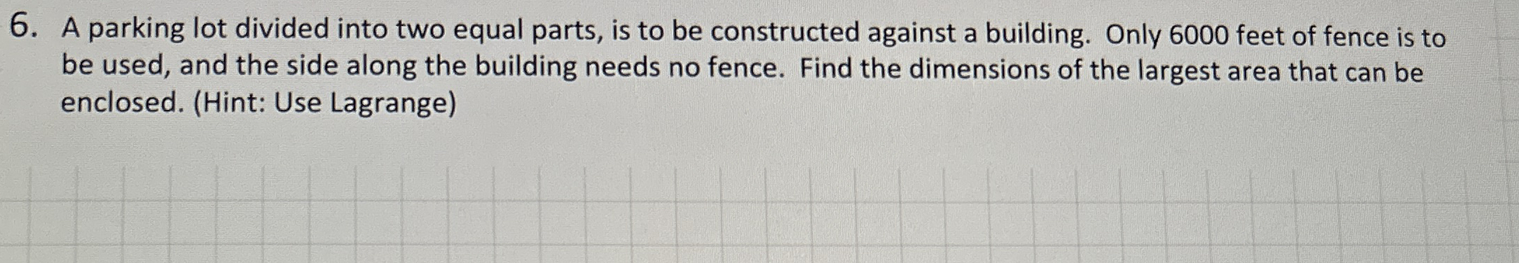 A parking lot divided into two equal parts, is to