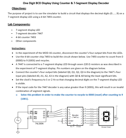 One Digit BCD Display Using Counter & 7 - Segment