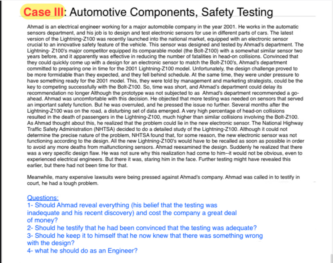 Case III: Automotive Components, Safety Testing
