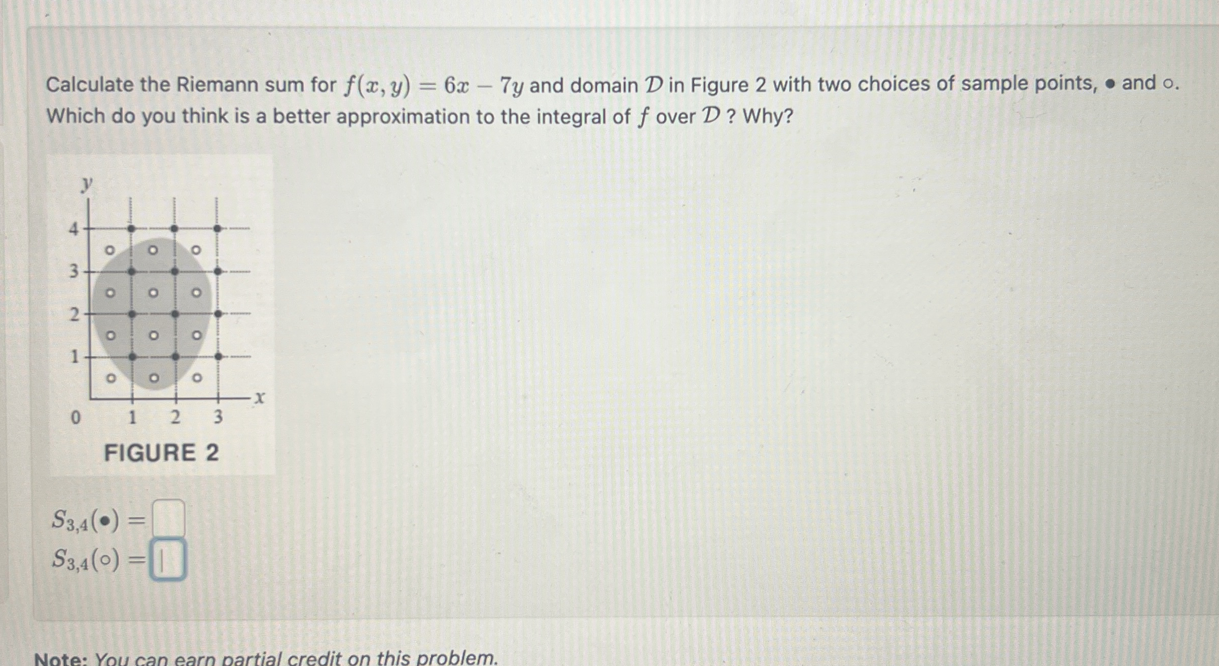 Calculate the Riemann sum for f ( x , y ) = 6 x -