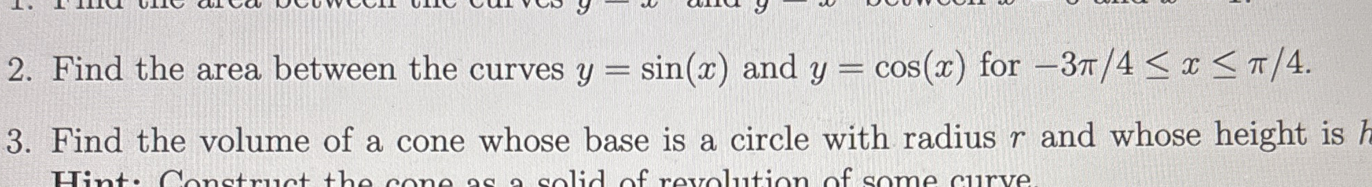Find the area between the curves y = s i n ( x )