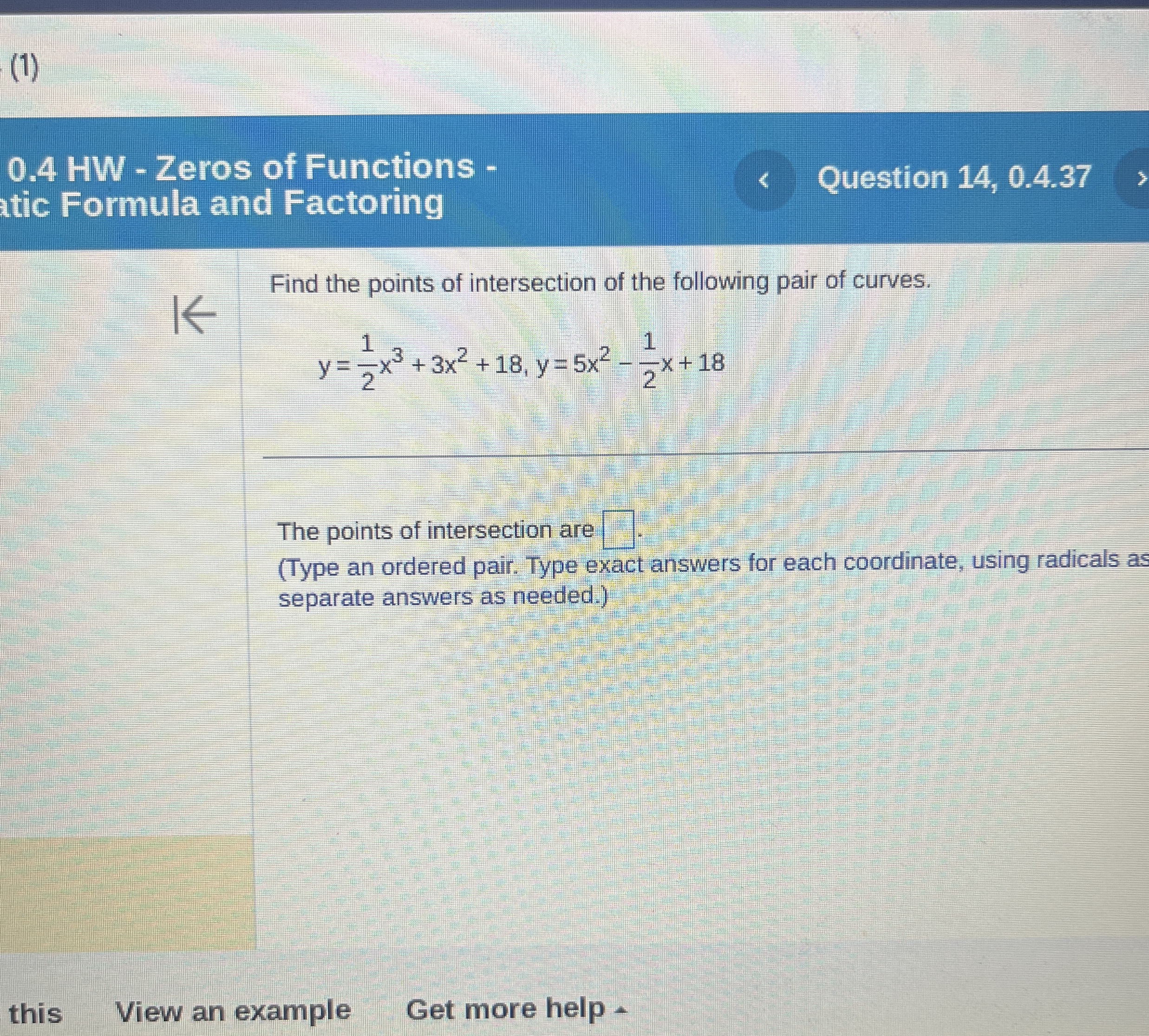 ( 1 ) 0 . 4 HW - Zeros of Functions atic Formula